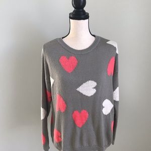 Coincidence & Chance Gray Heart Intarsia Sweater